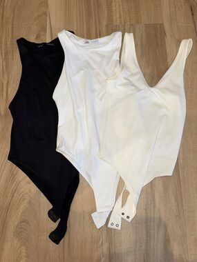 ZARA/ ABERCROMBIE & FITCH- Black & White Bodysuit Trio